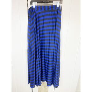 Gracia Black White Striped‎ High Waist A-Line Flare Maxi Skirt XL